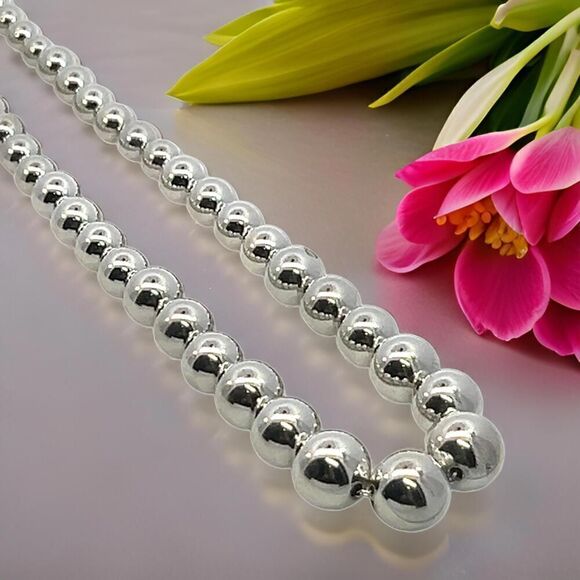Tiffany & Co Estate Beaded Necklace 17" Sterling Silver 6-11 mm TIF702 - Picture 1 of 10